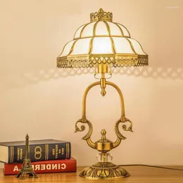 Table Lamps Crown Led Lamp For Restaurant Dining Room Modern Office Work Light American Style Exquisite H65 Copper Standing