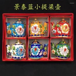 Jewelry Pouches Beijing Cloisonne Small Teapot Decoration Chinese Style Characteristic Handicrafts Copper Tire Pinched Wire Enamel Pot For