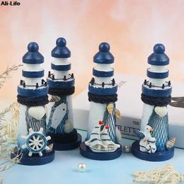 Model Set Small Lighthouse Ocean Decoration Ship Decoration Ship Decoration Resin Lighthouse Navigation Decoration Navigation Theme Decoration S2452196