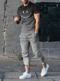 Men's Tracksuits Summer Fashion Men T Shirt Suits 3D Printed Outfits Sportswear Streetwear Short Sleeve T-shirt Long Pants 2 Piece Set