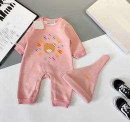 Top infant jumpsuits boys girls Plush set kids bodysuit Size 59-100 winter newborn baby Crawling suit and hat Jan10