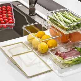 Storage Bottles Food Container Capacity Transparent Fruit Vegetable Box With Lid Grade Stackable Refrigerator Organizer