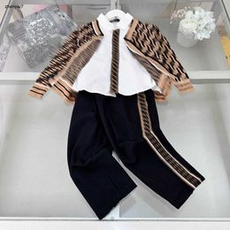 Top baby tracksuits Spring three piece set Size 100-150 designer kids clothes Letter Jacquard Knitted Cardigan shirt and pants 24Mar