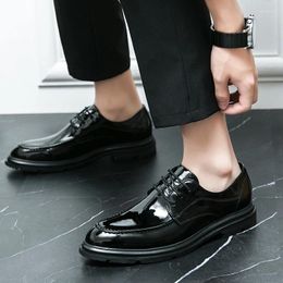 Casual Shoes Men Loafers Thick-soled Wedding Party Black Formal Business Shoe Lace Up Oxfords Leather Dress