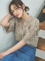 Women's Blouses Japanese Style Sweet Cute 2024 Tops Summer Cool Casual Blouse Female Embroidered Simple Elegant Shirt For Lady