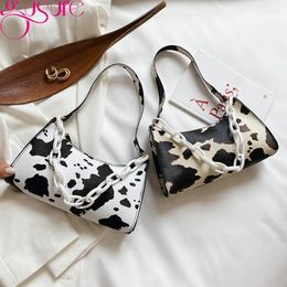 Shoulder Bags Gusure Youth Ladies Simple Armpit Bag Women Cow Print PU Leather Handbags Vintage Daily Travel Totes Purse