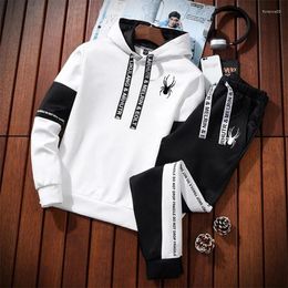 Men's Tracksuits Mens Tracksuit High Quality Fashion Casual Pullover Hooded Sweatshirt Sweatpants Luxury Black White Man Top Pants Sport