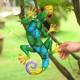 Metal Gecko Yard Garden Decoration for Outdoor Statues Home-garden Wall Decor Miniature Accessories Sculpture Lizard Ornaments 240520