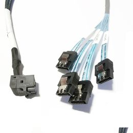 Computer Cables Connectors 90 Degree Right Angled Internal 12Gb/S Hd 36P Mini Sas Sff-8643 To 4 X Sata Hard Drive Data Server Transmis Otkz5