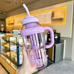 Water Bottles Elegant Cup With Removable Straw Big Capacity Bottle Plastic Infuser Practical Women Drinkware