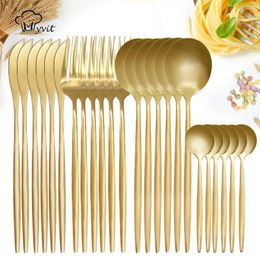 Dinnerware Sets 24pcs Set Kitchen Silverware Flatware Tableware Cutlery For Home Restaurant Steak Knife Fork Spoon Tea