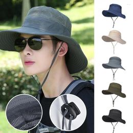Berets Summer Cool Mountaineering Cap Mesh Breathable Men Sun Hat Large Brim Outdoor Visors Fashion Male Fisherman Hats