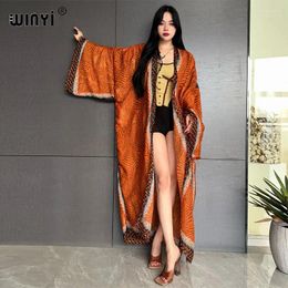 Summer WINYI Boho Kimono Fashion Dress Beach Wear Cover-up Elegant Cardigan Outfits For Women Stamping Print Coat