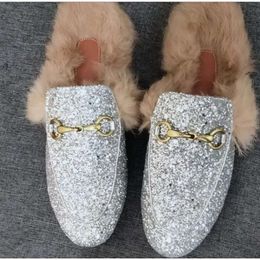 High fur real quality flip-flops sandals slide designer shoes Ladies beach s 815