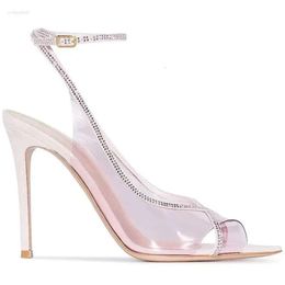 Toe s Rhinestones Peep Pointed Sandals Elegant Stiletto Heel Clear Pvc Ankle Straps Women Summer Slingback Shoes Dress Party Sandal Rhinetone Strap dc8 Shoe Dre