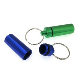 1 PCS Colorful Aluminum Pill Box Medicine Case Container Bottle Holder Keychain Outdoor Pill Case Pill box Portable