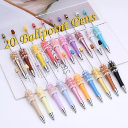 20Pcs Est Colour Creative Plastic Beaded Pen Flower Pearl DIY Gift For Student Office Supplies