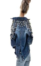 Nail Bead Short Long Sleeve Denim Jacket Women Autumn Spring Tops Spring Korean Leisure Back Single Breasted Jacket4997165