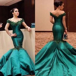 Emerald Green Prom Dresses Mermaid Off Shoulder Formal Holidays Wear Evening Party Pageant Gown Custom Made 0521