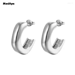 Hoop Earrings Trendy Simple Silver Colour For Women Girl Circle Round Minimalist Party C-shape Jewellery Gifts
