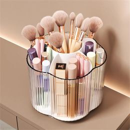 Storage Boxes 360° Rotating Makeup Brush Organizer Desktop Cosmetic Box Portable Lipstick Eyeliner Pen Holder Jewelry Container