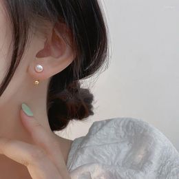 Stud Earrings VOQ Freshwater Pearl For Women Sweet And Cute Simple Korean Version Of Light Luxury Spiral Hook Jewelry