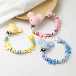 Pacifier Holders Clips# Personalised English letter names Silicone bead holder for pacifiers pacifier clip chain baby dental toys chewing gifts d240521