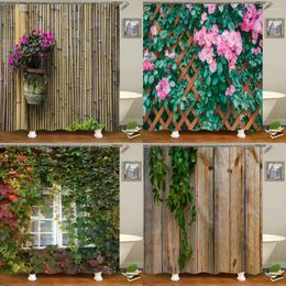 Shower Curtains 3D Printing Flowers Plant Garden Bathroom Curtain Natural Landscape Home Decoration Waterproof With Hook