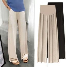 Ice Silk Summer Maternity Wide-leg Thin Outer Wear Loose Pleated Pants L2405