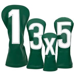 Golf Club Headcovers Big Number Premium Leather Head Covers for Driver Fairway Hybrid Wood Number Tags for #1 #3 #5 #X Woods