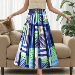 Skirts Bohemian Floral Printed Maxi Women Autumn High Waist A-Line Holiday Robe Fashion Pleated Faldas Saia Party Vestido