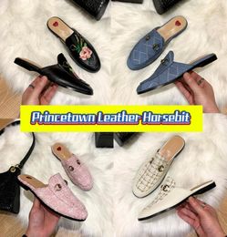 Designer slipper with box luxury sandal women shoes Princetown Leather Horsebit slide mule flat slippers black white cat tiger fab1758052