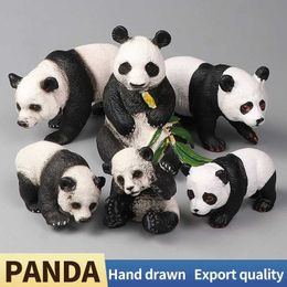 Novelty Games Solid Simulation Panda Set Wild Animal Model Cognitive Collection Educational Toys Gift for Children Kids Animal Plastic Figures Y240521