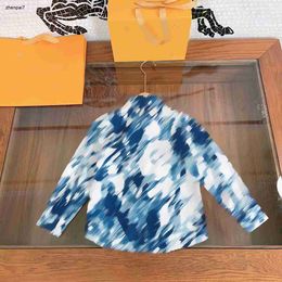 Top designer Baby lapel Shirt Kids top SIZE 110-160 CM fashion Autumn clothing Gradient Classic Pattern AOP Child Blouses Aug24