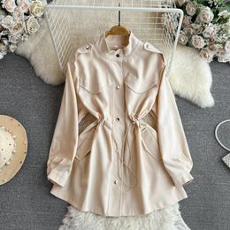 Casual Dresses SuperAen 2024 Standing Collar Work Suit Windbreaker Women's Mid Length Autumn Korean Loose Short Dress