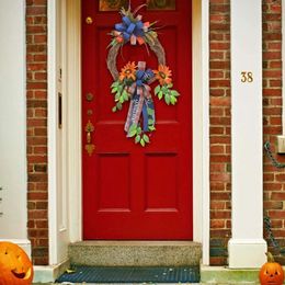 Decorative Flowers Autumn Wreath Decor Front Door Harvest Festival Artificial Flower For Wedding Celebration Corridors Window