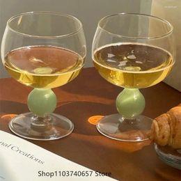 Wine Glasses Mint Green Tall Glass Simple Round Red Champagne Cup Creative French Vintage Cold Drink Juice