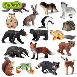 Novelty Games Mini Realistic Forest Wild Animal Zoo Set Wolf Bear Figurines Action Figures Model Collection Educational Toy for Children Gift Y240521