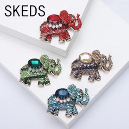 Brooches SKEDS Luxury Solid Colour Rhinestone Shining Elephant For Women Men Fashion High Quality Animal Crystal Badges Gift