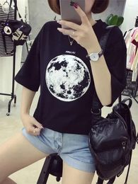 Women's T Shirts Slim Fit Short Sleeved Round Neck T-shirt Top Summer Hip-hop Creative Personalized Print Women Loose Fitting
