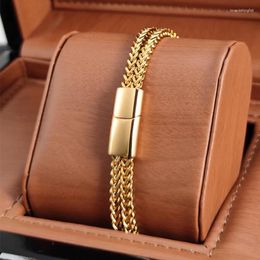 Charm Bracelets Golden Chain Bracelet For Men And Women Stainless Steel Curb Cuban Link Bangle Hip Hop Trendy Wrist Jewellery Gift 2024