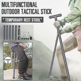 Multifunction Trekking Poles Climbing Outdoor Defence Cane Tactical Ultralight Folding Camping, Hiking Walking Stick L2405