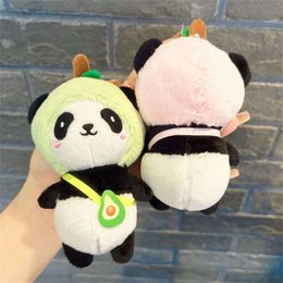 3PCS Fluffy Fruit Doll Car Pendant Pompom Bag Key Ring Keychains Plush Toy Cartoon Panda Keyrings Women Girls