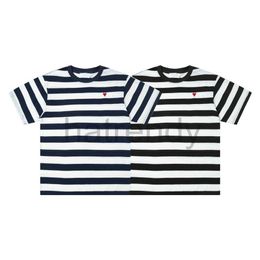 2024 Designer Mens Amis T shirt Paris Fashion 240g Pure Cotton T-shirt With Small Heart Embroidered Cotton Large Stripe Loose Short Sleeves For Men And Women