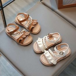 Kids for Girls Elegant Princess Causal Pearl Summer Fashion Children's Open-toe Beach Flat Sandals Solid Colour