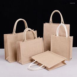 Storage Bags Portable Reusable Jute Shopping Bag Eco Friendly Burlap Large Capacity Handbag