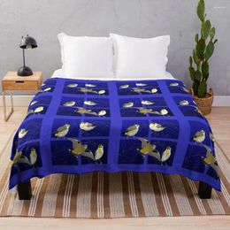 Blankets Striated Pardalotes On Blue Squares Throw Blanket Nap Designer