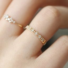 Silver Gold Thin CZ Rings for Women Designer Jewelry Charm Flower Diamond Eternity Stacking Finger Rings Girls Gift