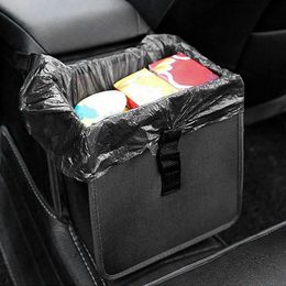 Car Organizer Large capacity car garbage bin with adjustable belt 6.5L waterproof and foldable car garbage manager hanging portable car garbage bin T240521