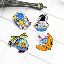 Brooches Space Astronaut Enamel Pin Universe Planet Badge Helicopter Bag Lapel Jewelry Gift For Friends